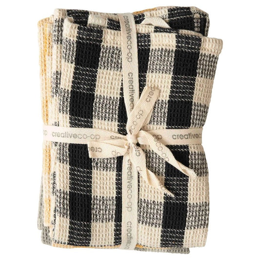 Gingham Waffle Weave Tea Towels, Set of 3 - The Riviera Towel Company