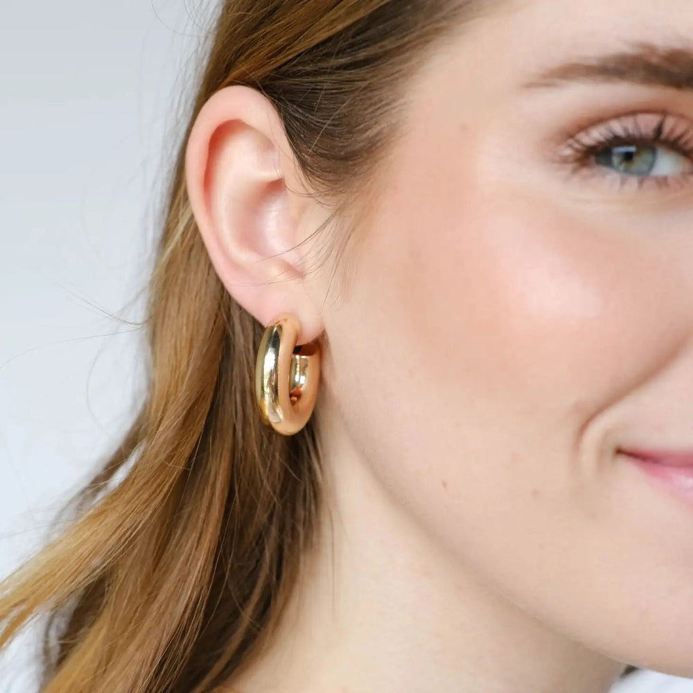 Gold Donut Hoop Earring