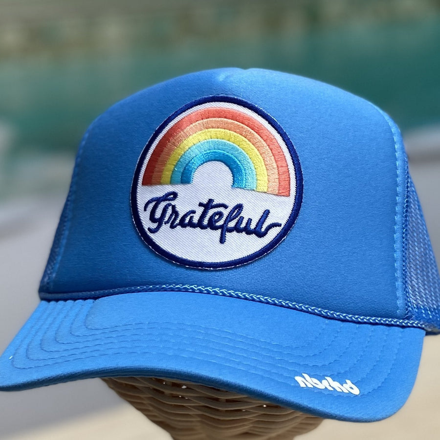 Grateful Patch Trucker Hat - The Riviera Towel Company, styled