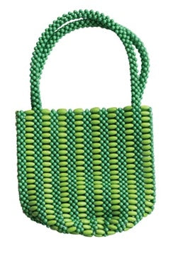 Two-Tone Bead Handbag with Stripe