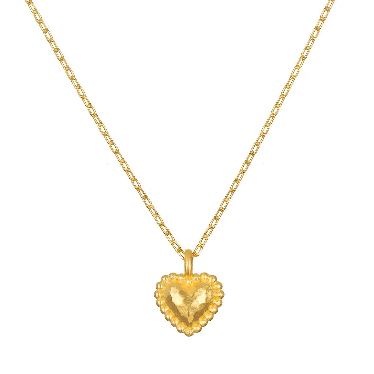 Hammered Dot Heart Pendant Necklace - The Riviera Towel Company