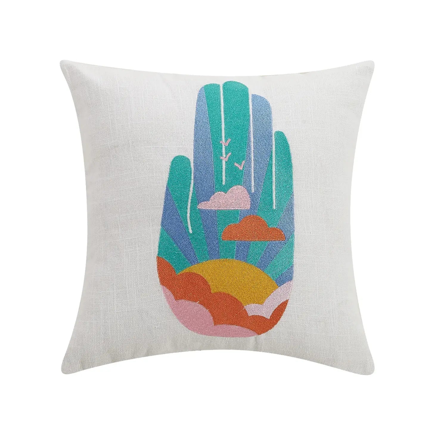 Hamsa Horizon Embroidered Pillow - The Riviera Towel Company