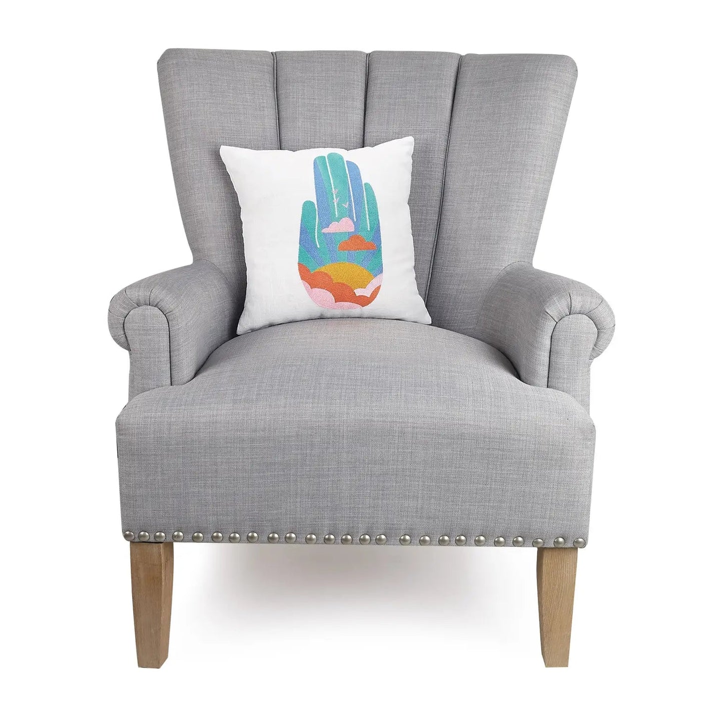 Hamsa Horizon Embroidered Pillow - The Riviera Towel Company