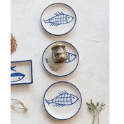 Hand - Painted Stoneware Plate w/ Fish - The Riviera Towel Company