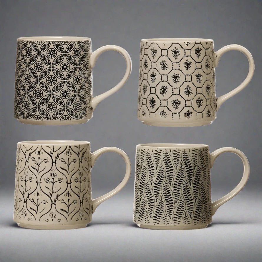 Hand - Stamped Mug with Pattern - The Riviera Towel Company