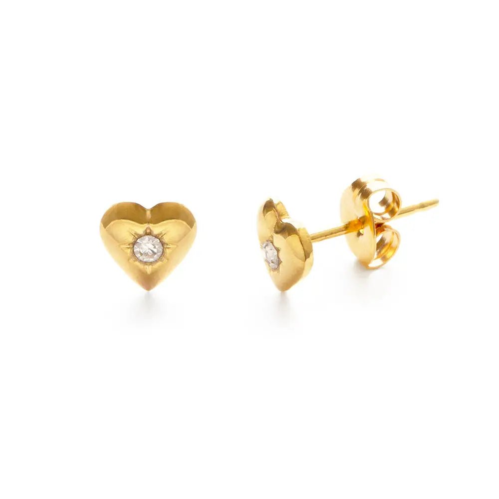 Heart with Crystal Stud Earrings - The Riviera Towel Company