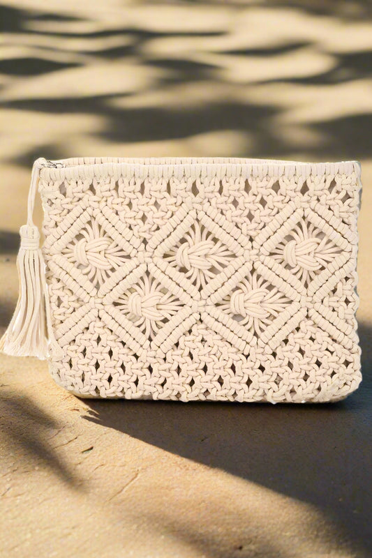 Crochet Clutch Tassel Bag