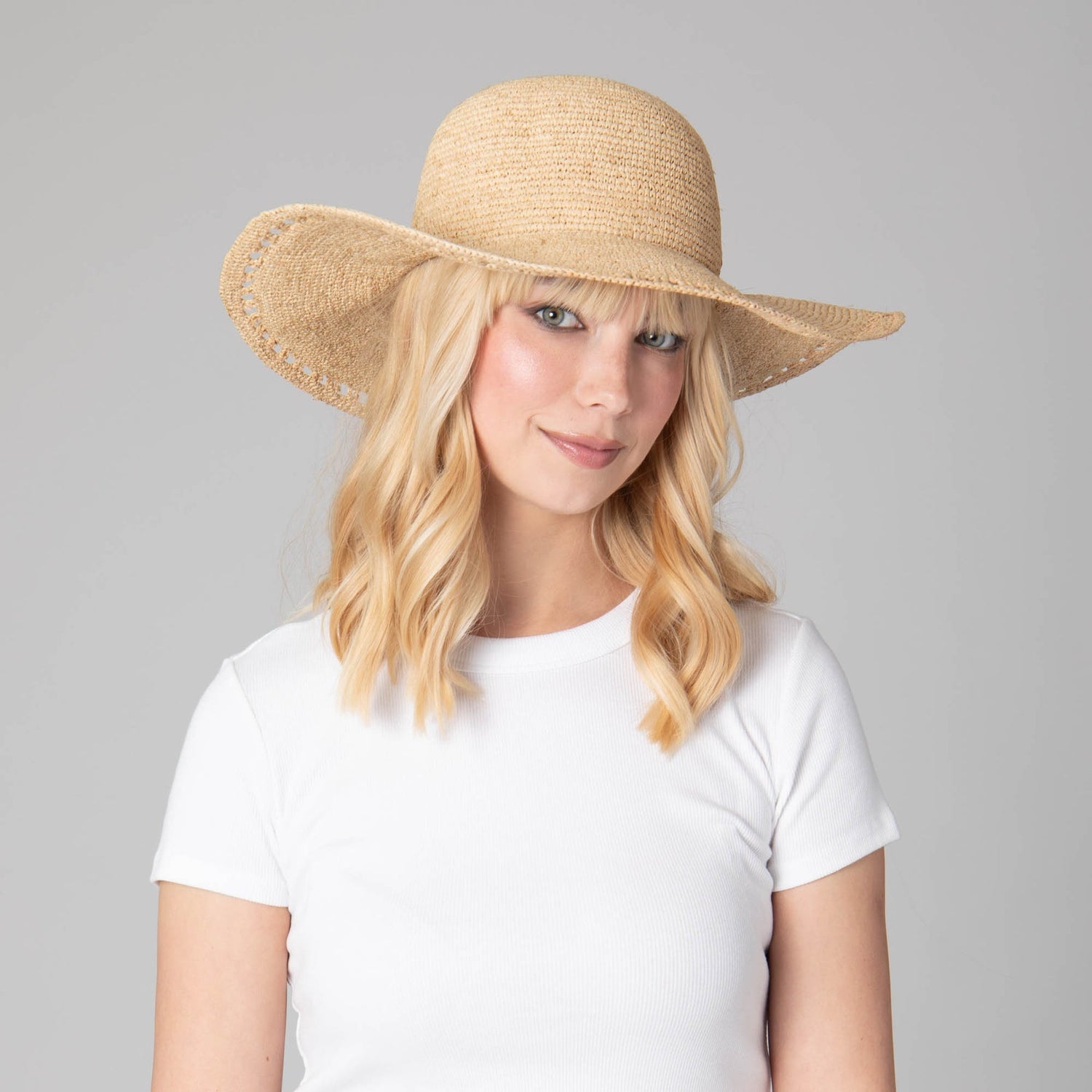 Isla - Raffia Round Crown Floppy - The Riviera Towel Company