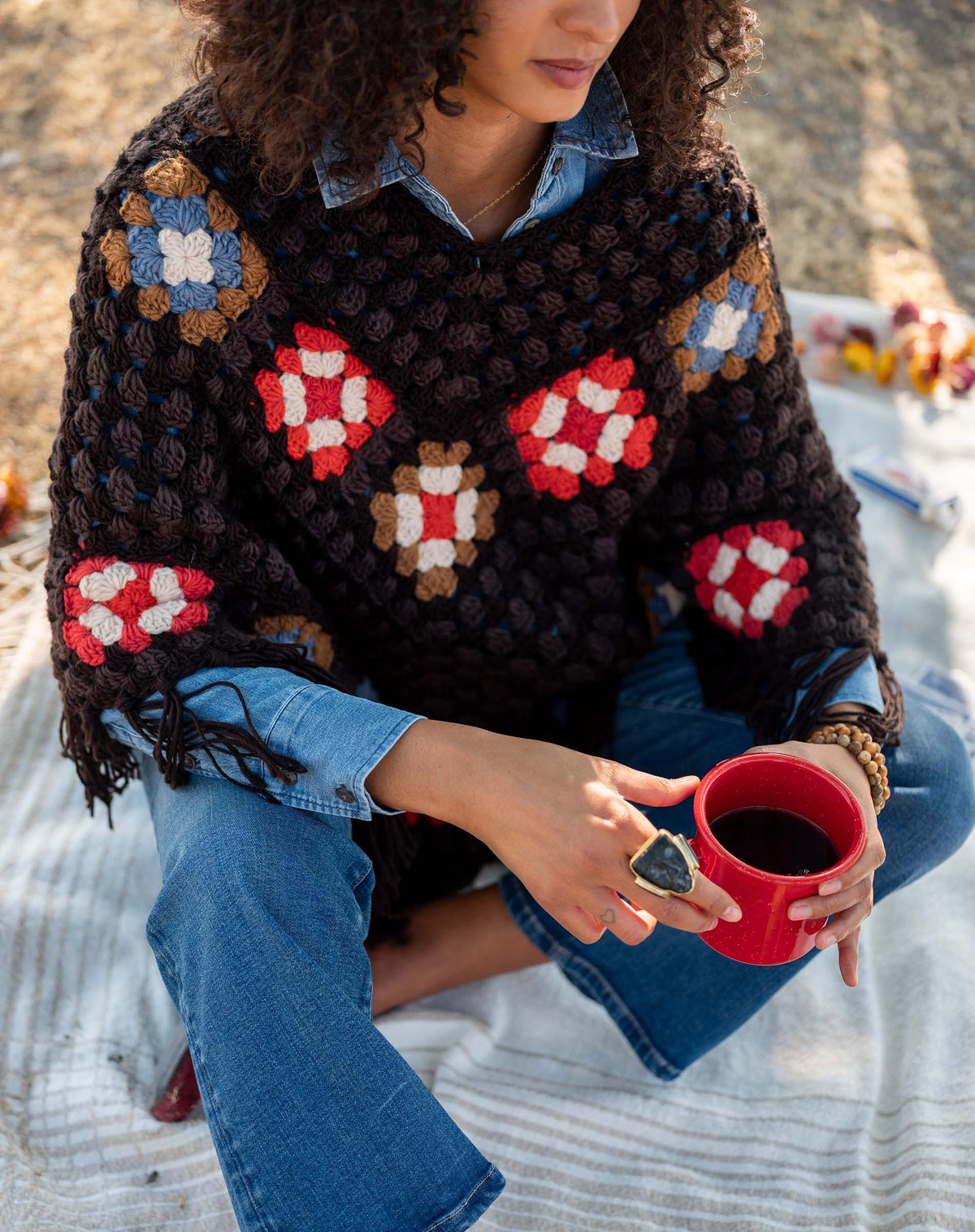 La Paz Crochet Poncho, view 8
