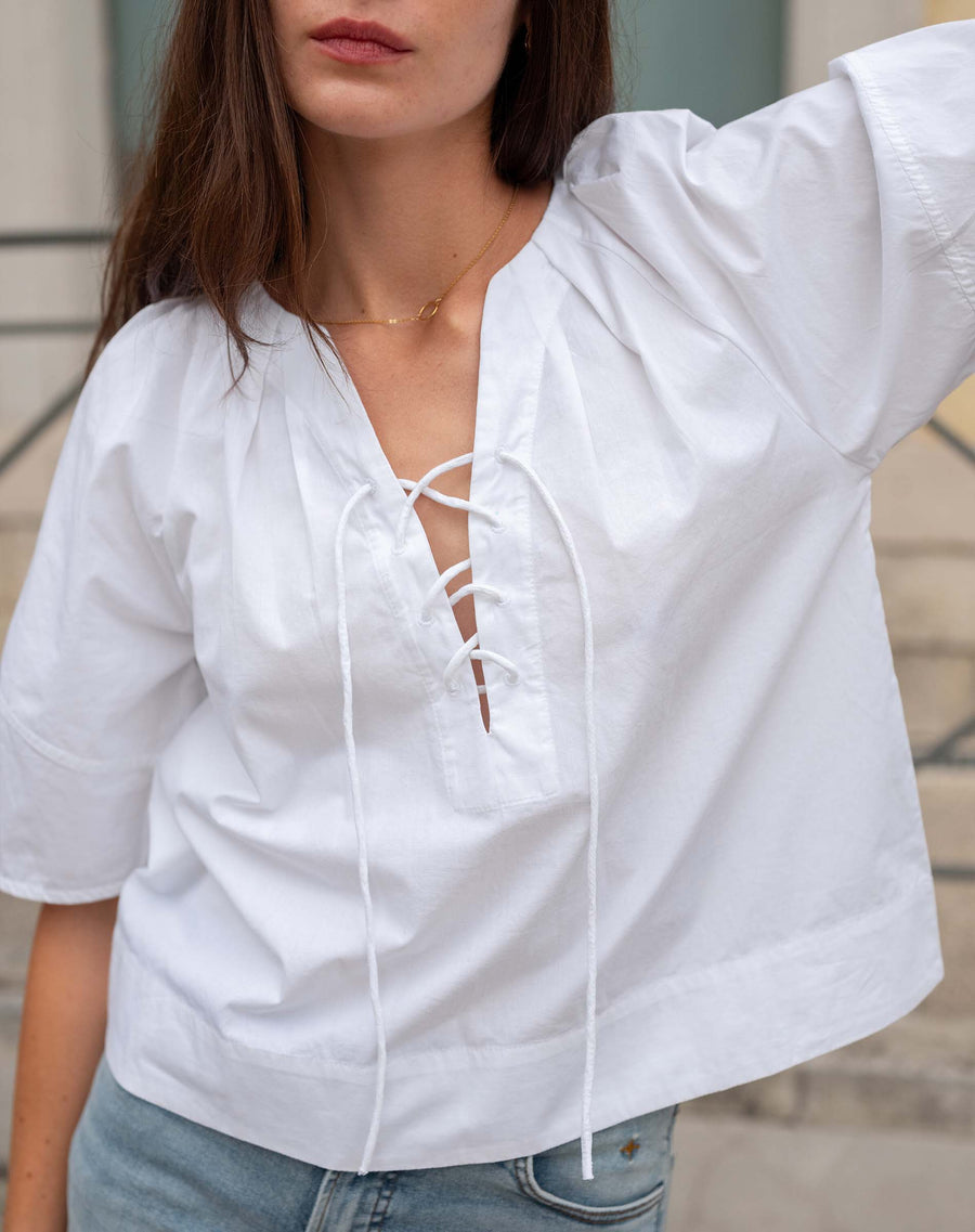 Lacy Tie Top, view 2, styled