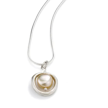 Organic Circle With Pearl Necklace, view 2
