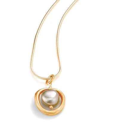 Organic Circle With Pearl Necklace, view 3