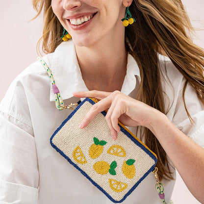 Leila Bead Clutch With Strap, view 2