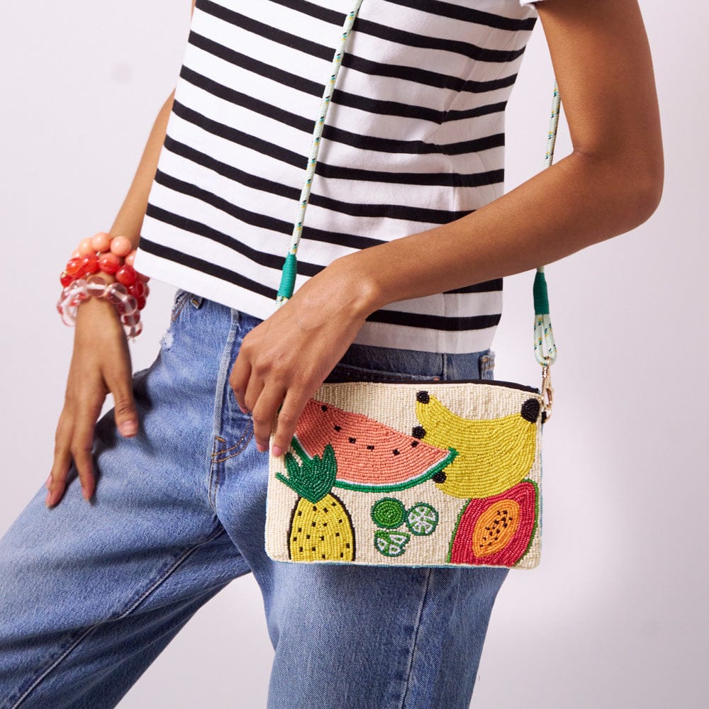 Leila Bead Clutch With Strap