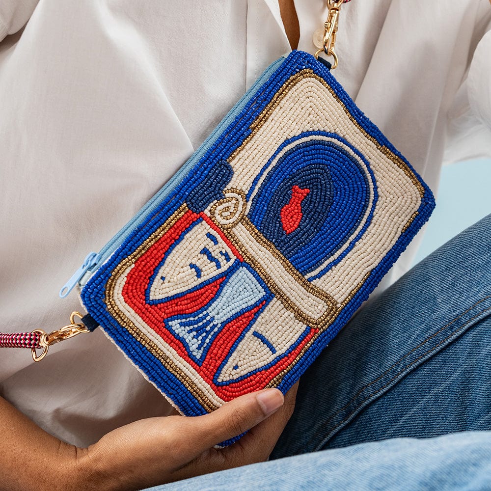 Leila Bead Clutch With Strap, view 3