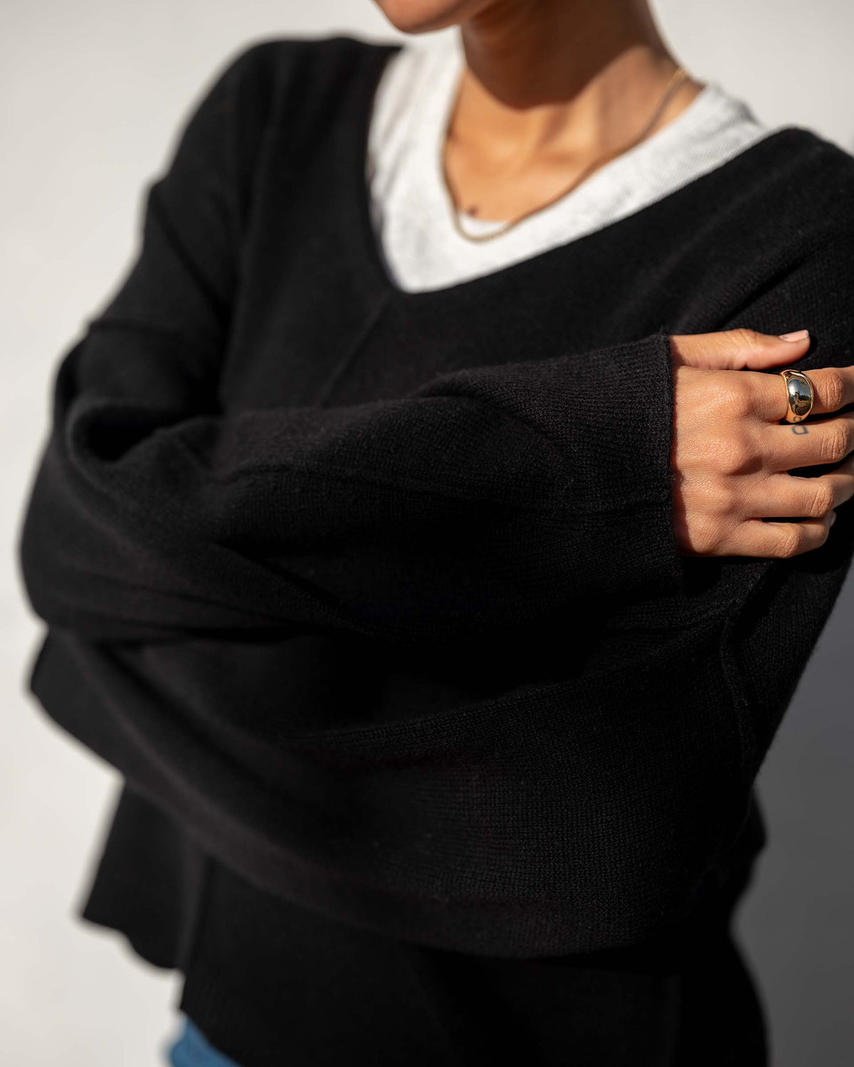 Lugano Cashmere V-Neck Sweater, view 5