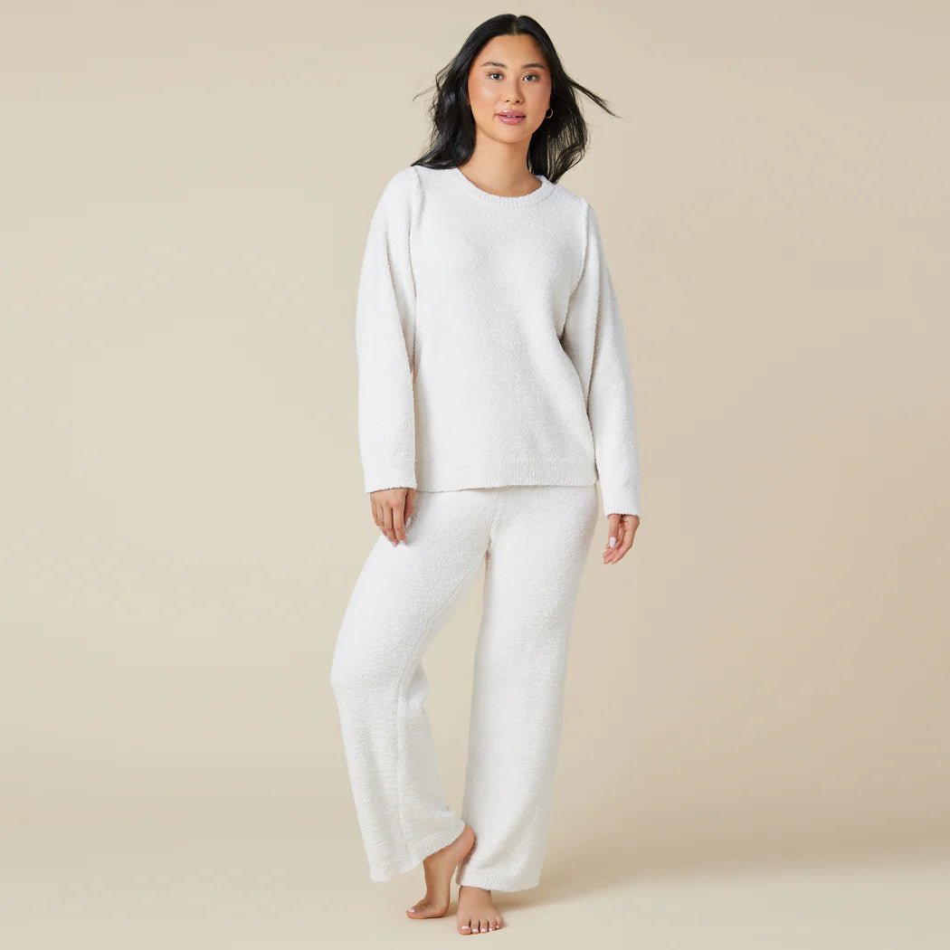 Marshmallow Reverse Seam Crewneck Lounge Set - The Riviera Towel Company