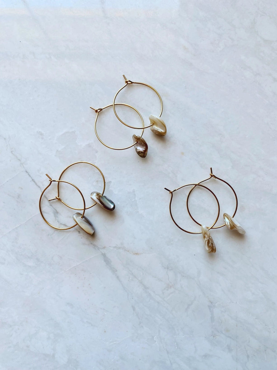 Medium Seashell Gold Hoops - The Riviera Towel Company