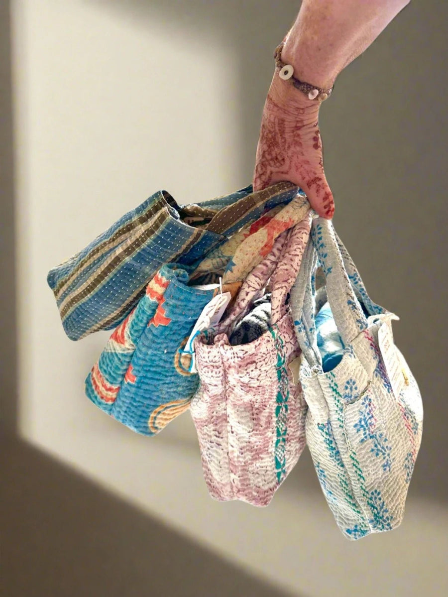 Mini Kantha Tote Asst - The Riviera Towel Company, styled