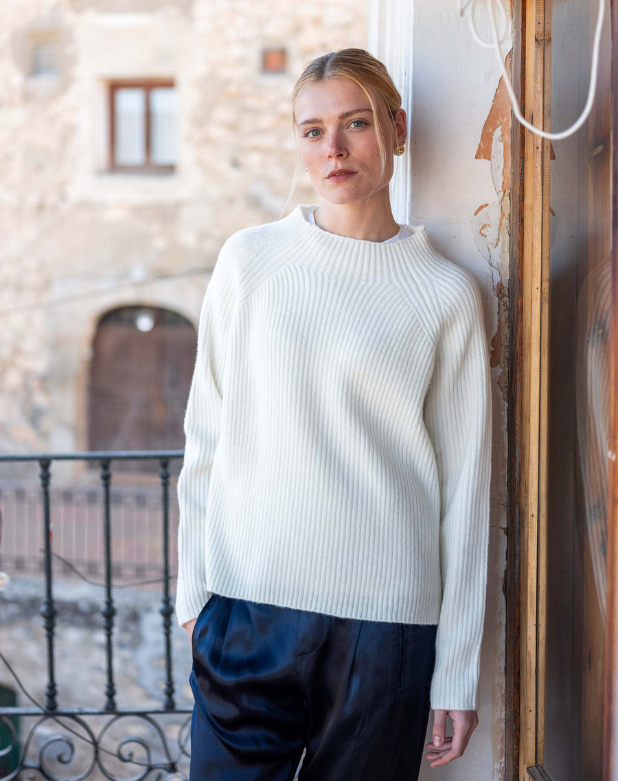 Monograph Mockneck Sweater, view 2, styled