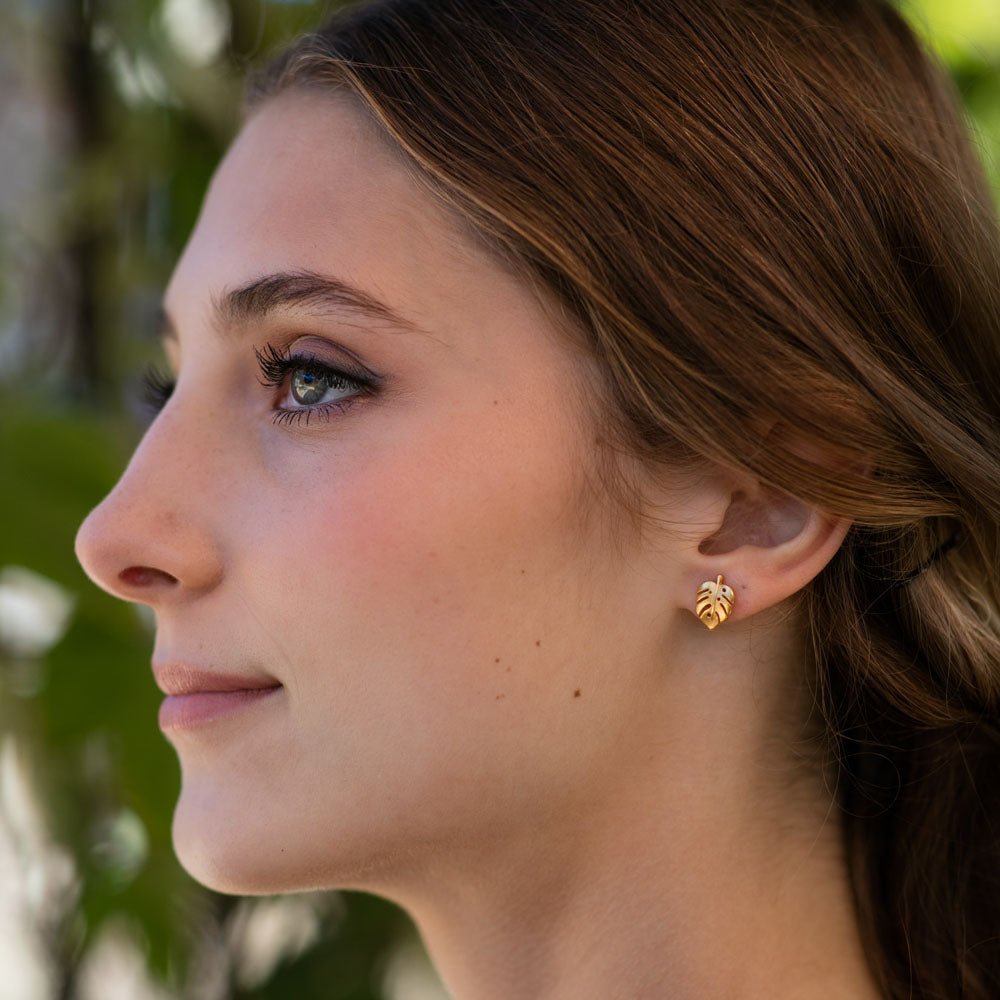Monstera Studs - The Riviera Towel Company