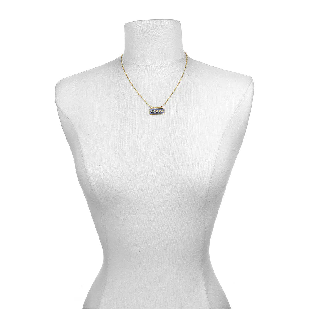 Moon Phase Black & Gold Bar Neck