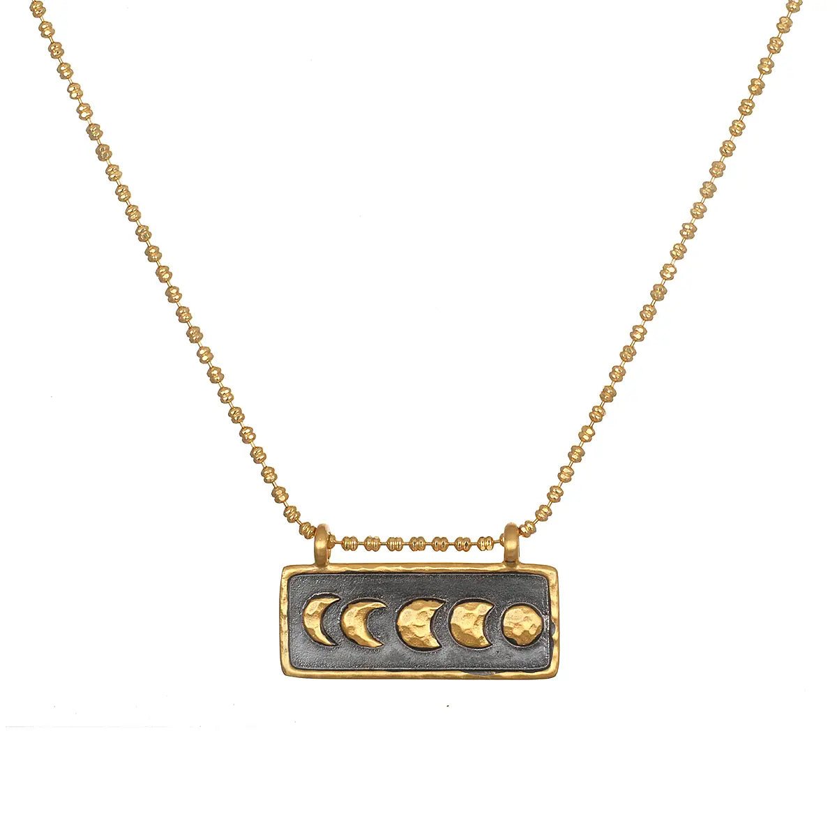 Moon Phase Black & Gold Bar Neck - The Riviera Towel Company