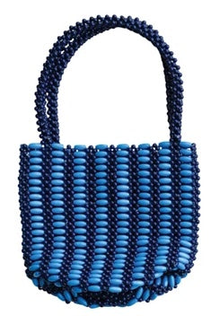 Two-Tone Bead Handbag with Stripe, view 8