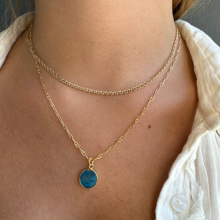 Chrysocolla Coin Necklace