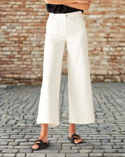 Nomad Cropped Sailor White Sails Pant - The Riviera Towel Company