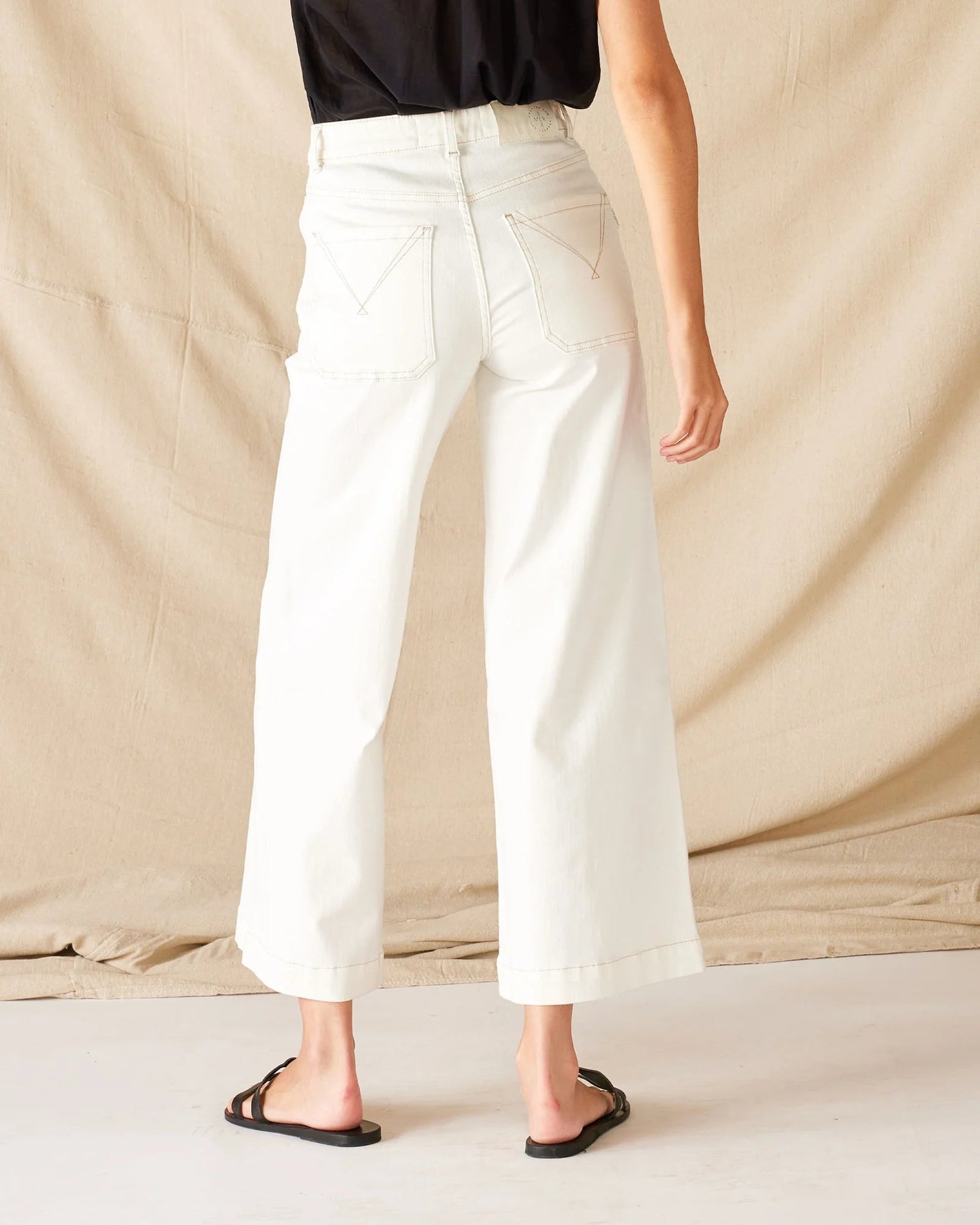 Nomad Cropped Sailor White Sails Pant - The Riviera Towel Company