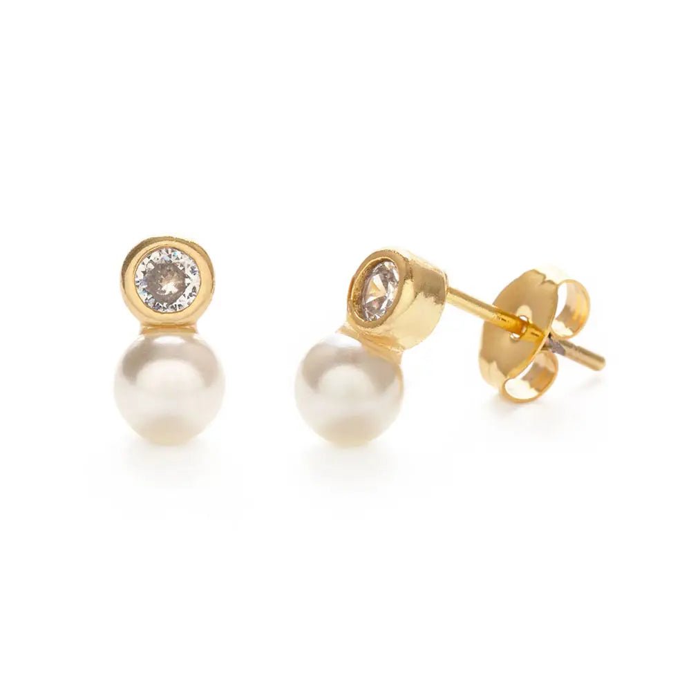 Pearl + Crystal Stud Earrings - The Riviera Towel Company