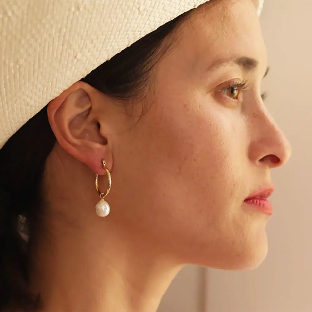 Pearl Hoop Earrings - The Riviera Towel Company