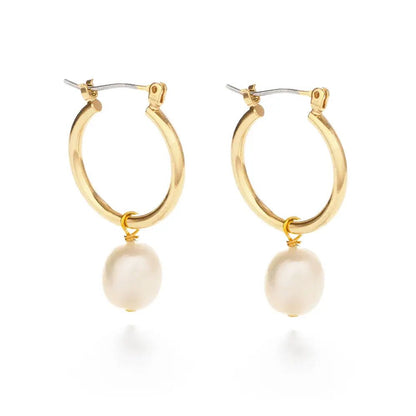Pearl Hoop Earrings - The Riviera Towel Company