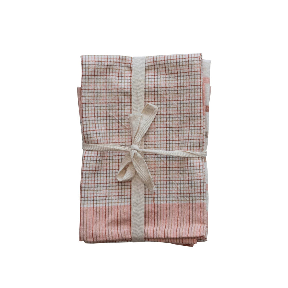 Pink Plaid Tea Towels, Set of 3