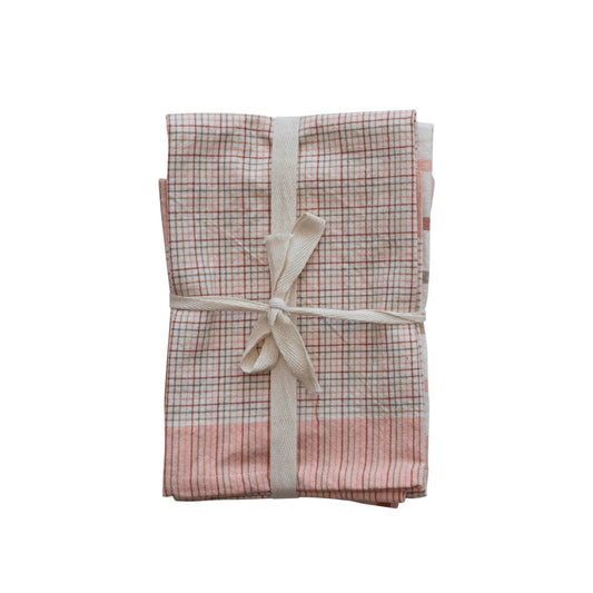 Pink Plaid Tea Towels, Set of 3 - The Riviera Towel Company