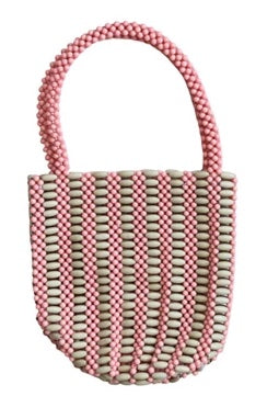 Two-Tone Bead Handbag with Stripe, view 6