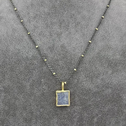 Rainbow Moonstone Square Pendant Necklace, view 4