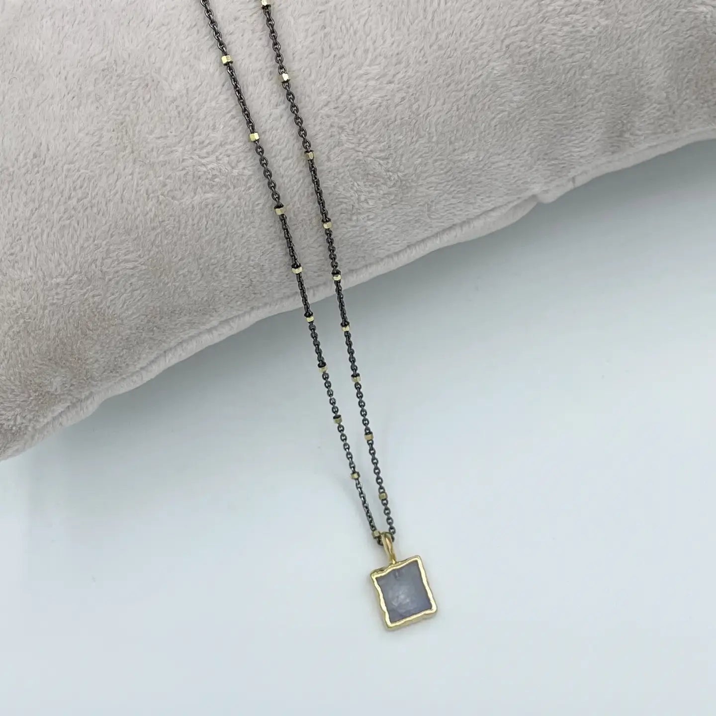 Rainbow Moonstone Square Pendant Necklace - The Riviera Towel Company