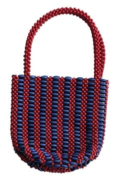 Two-Tone Bead Handbag with Stripe, view 9
