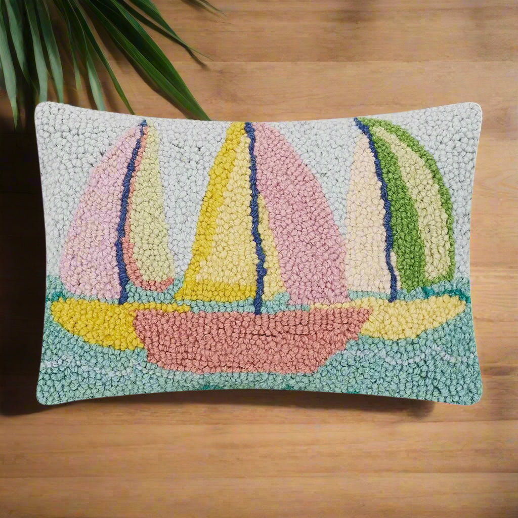 Sailboats Hook Pillow - The Riviera Towel Company