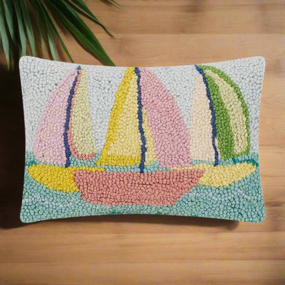 Sailboats Hook Pillow - The Riviera Towel Company