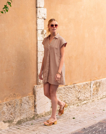 Sailor Button Down Shirt Dress