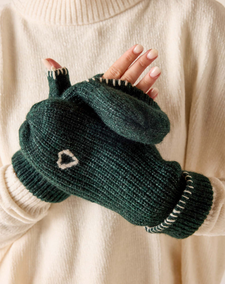 Sailor Love Whipstitch Flip Top Mittens, view 2, styled