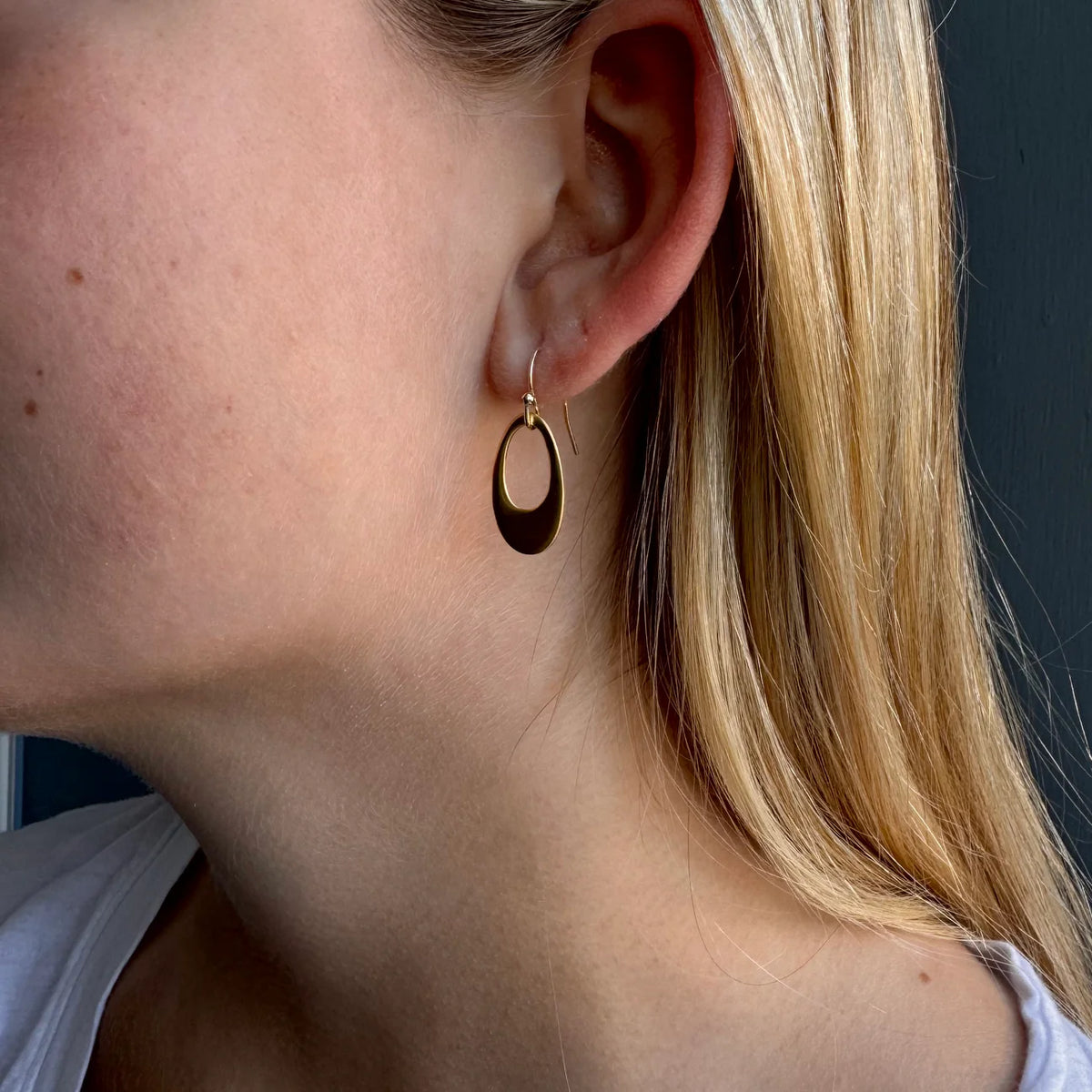 Small Open Oval Earrings, view 3