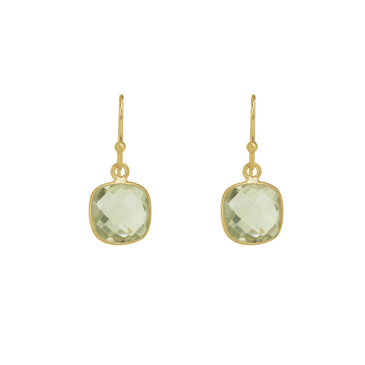Faceted Green Amethyst Earrings