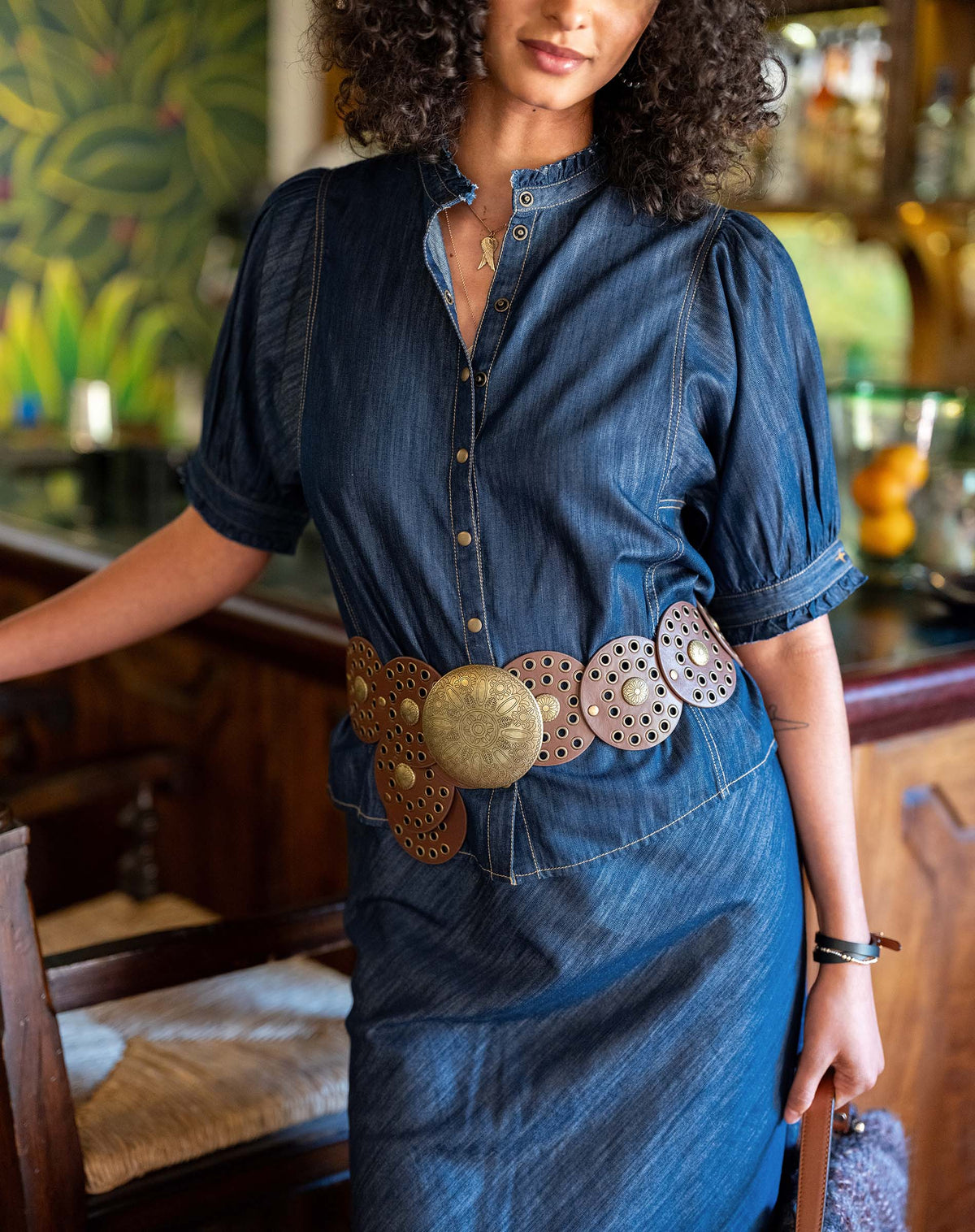 Sweet Clementine Button Up Top, view 4