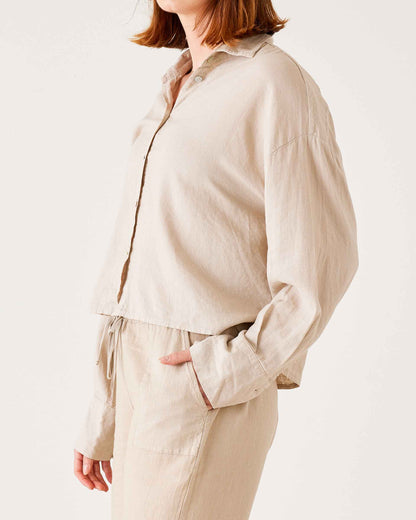 Hermosa Linen Boxy Button Up, view 5