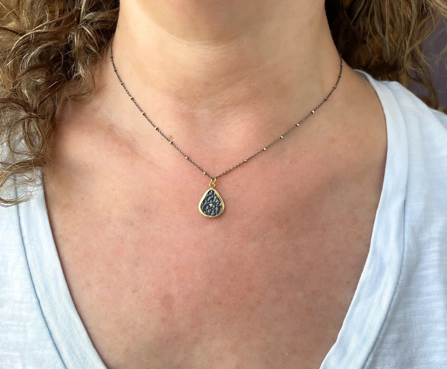 Teardrop Pendant 2 Tone Necklace - The Riviera Towel Company