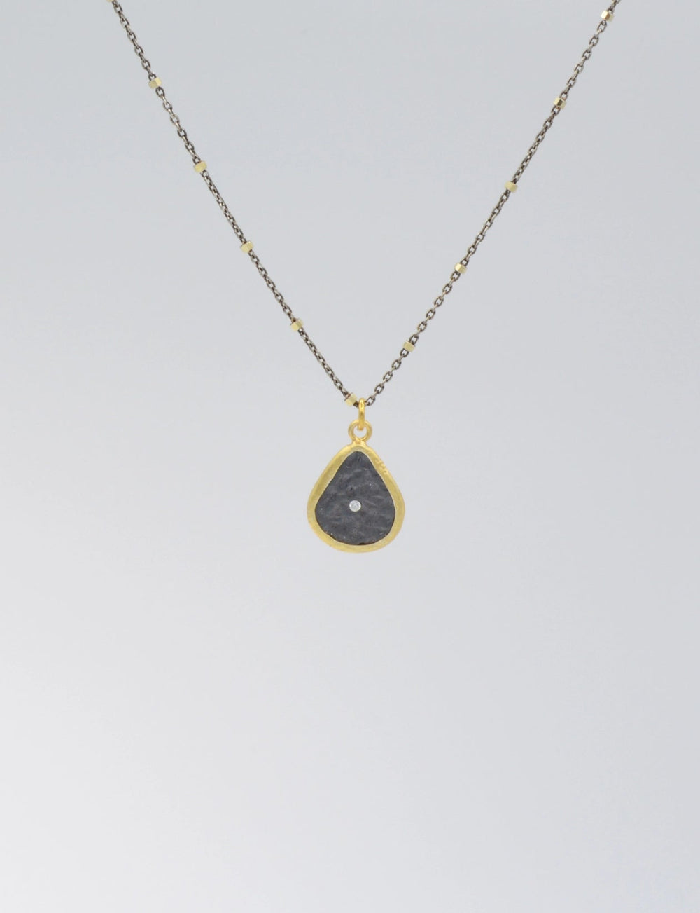 Teardrop Pendant 2 Tone Necklace